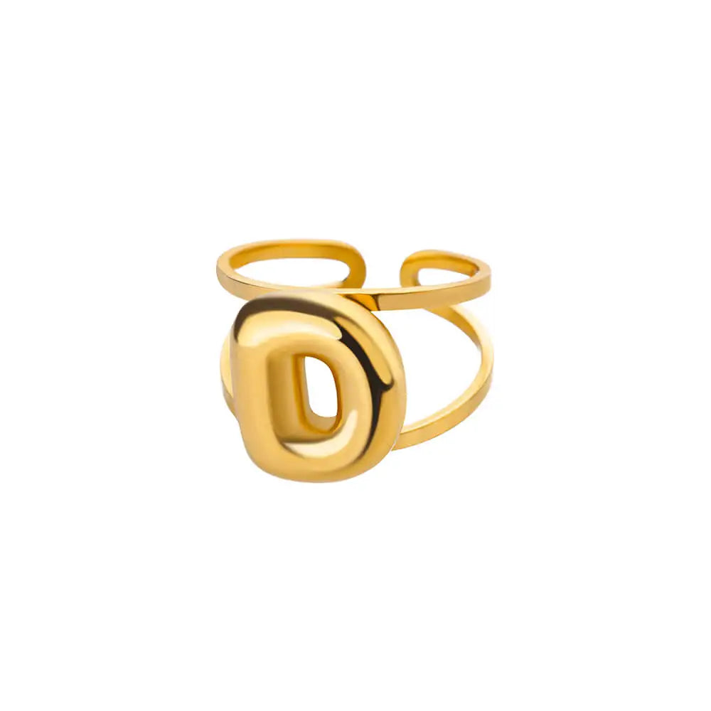 Personalized Initial Open Ring Adjustable Band