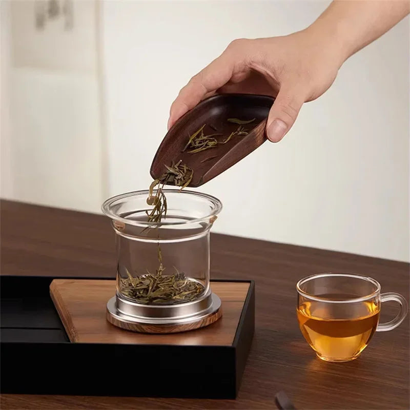 Premium Glass Teapot with Metal Infuser & Wood Handle