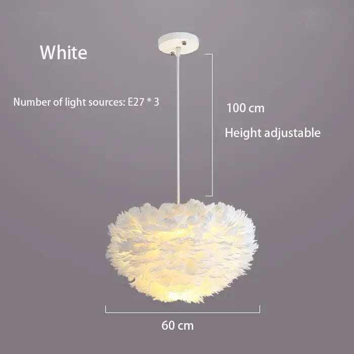 Chic Nordic Feather Drop Light with LED