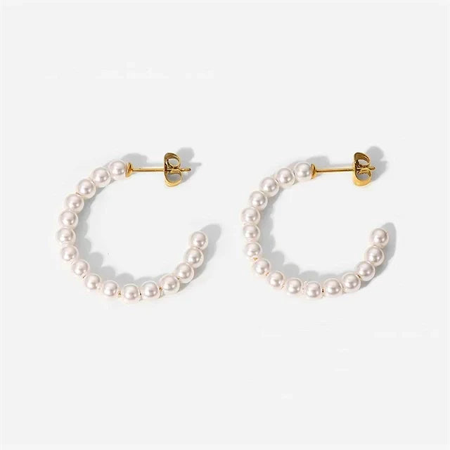 Classic Simple White Pearl Stud Earrings