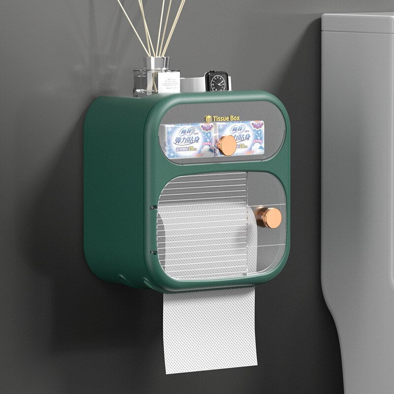 Space-Saving Toilet Paper Holder Storage Cabinet