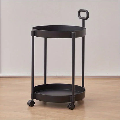 Portable 2-Tier Table with Wheels and Easy Grip Handle