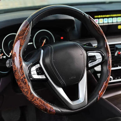 GripMAX | Anti-Slip Wooden Car Steering Wheel Cover