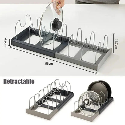Space Saving Pot Lid Holder with 7 Adjustable Compartments