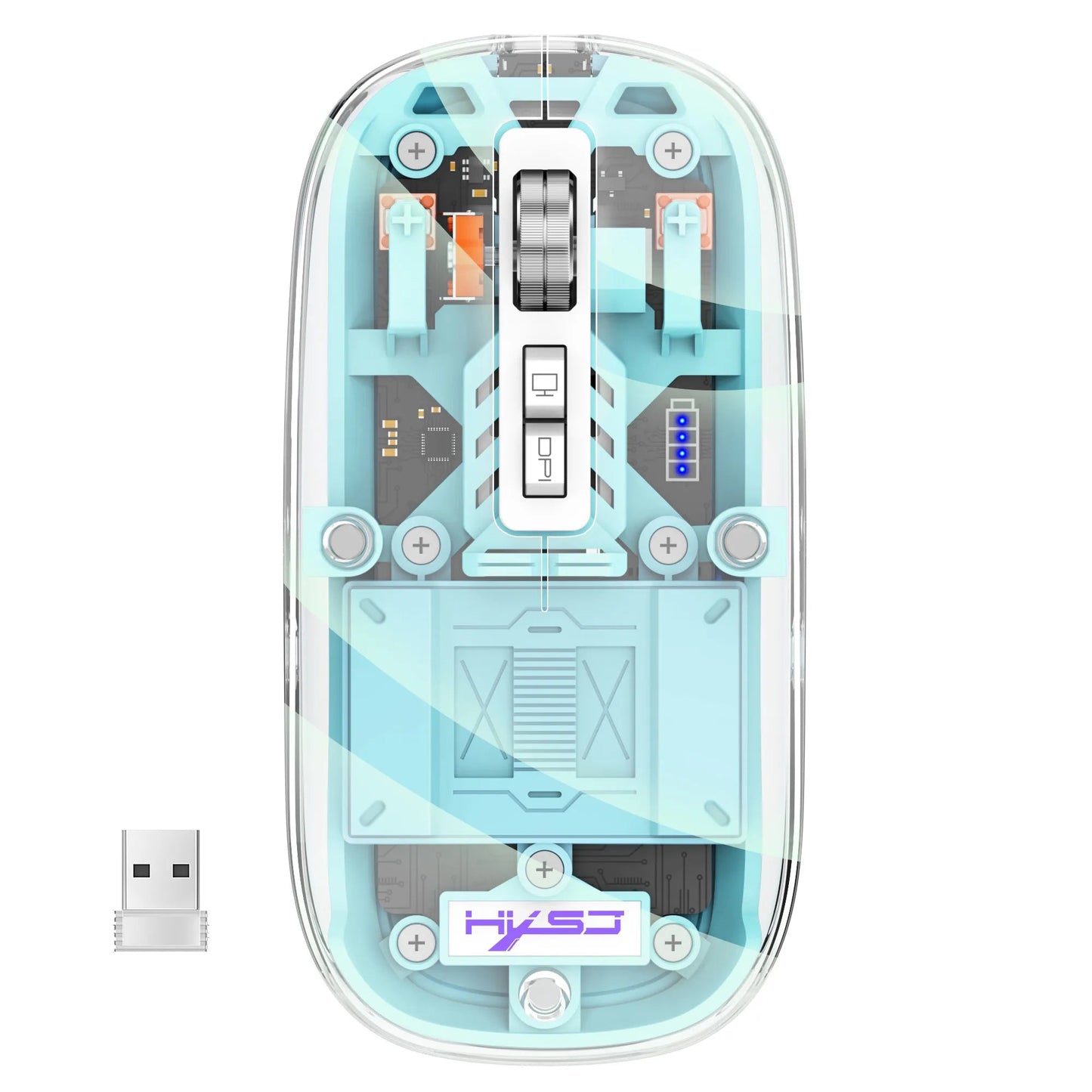 Clear Wireless Rechargeable Computer Mouse