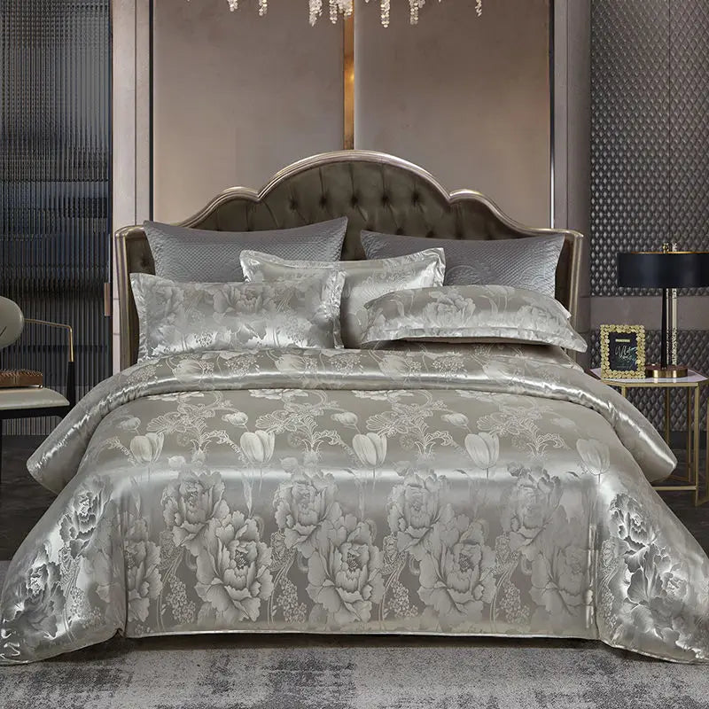 Elegant Soft Gold Blue Duvet Cover
