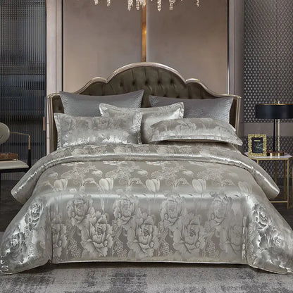 Elegant Soft Gold Blue Duvet Cover