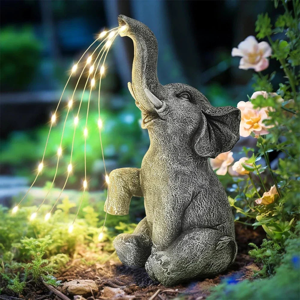 Solar Powered Elephant Garden Statue with Lights - Halri