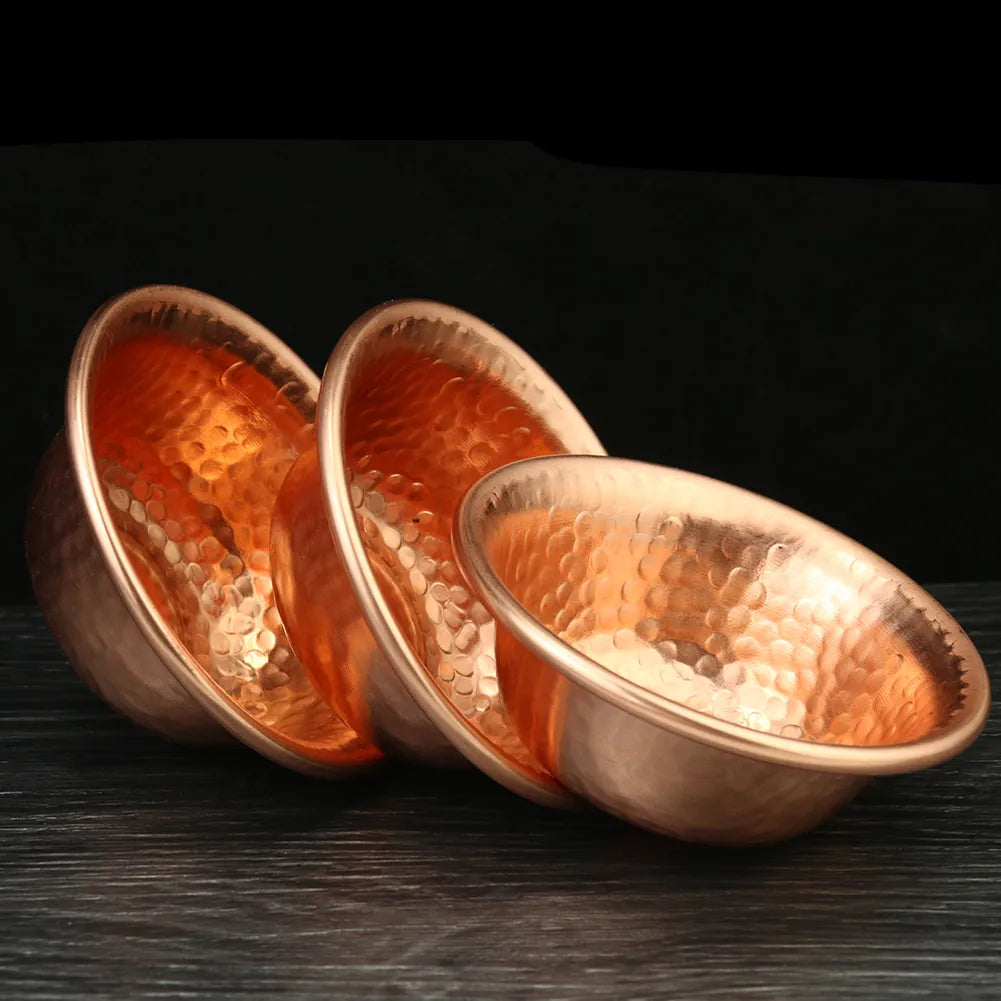 Traditional Copper Buddhist Water Bowl Handmade Hammered Design - Halri