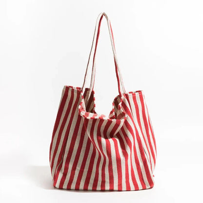 Natural Stripe Cotton Shopping Bag
