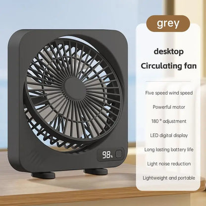 Compact USB Desk Fan with 5-Speed Digital Control - Halri