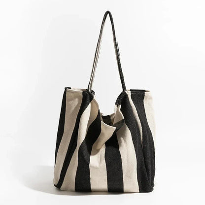 Natural Stripe Cotton Shopping Bag