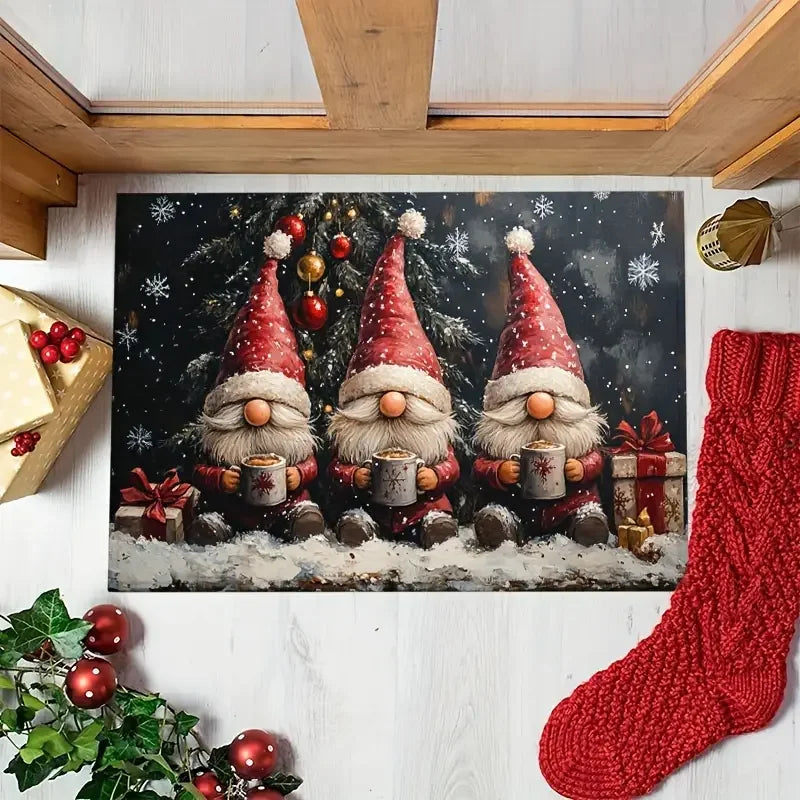 Festive Holiday Welcome Mat Indoor Entrance Door Mat