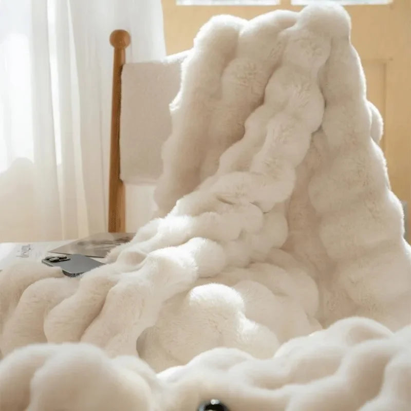 Plush Double Sided Throw Blanket for Home Decor