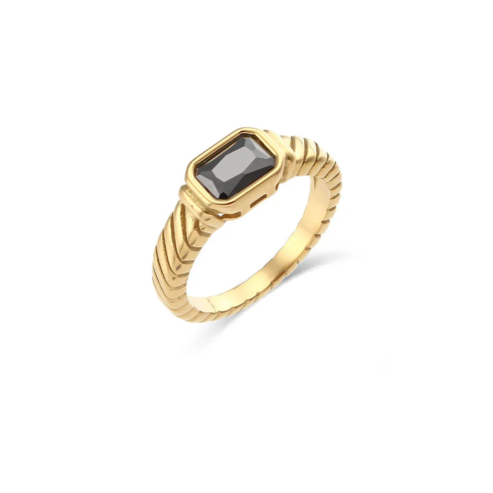 Elegant Striped Diamond Baguette Ring