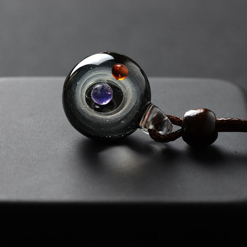 Colorful Galaxy Solar System Pendant Necklace