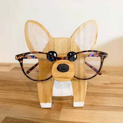 Cute Dog Wooden Glasses Holder for Desk