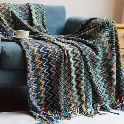 Cozy Fringed Throw Blanket Rustic Red Plush