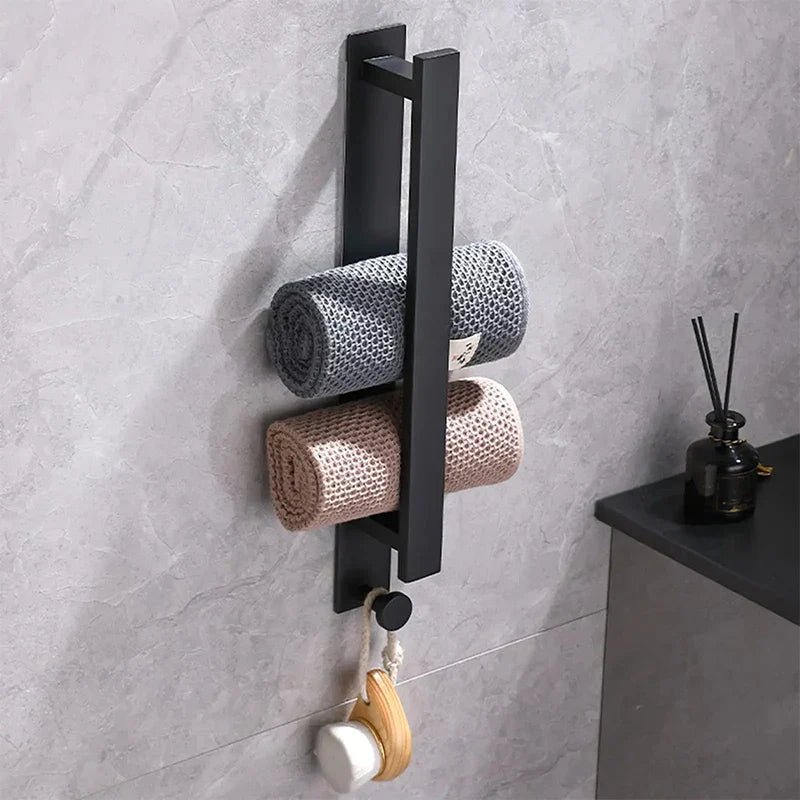Stylish Wall Mount Towel Holder in Silver and Black - Halri