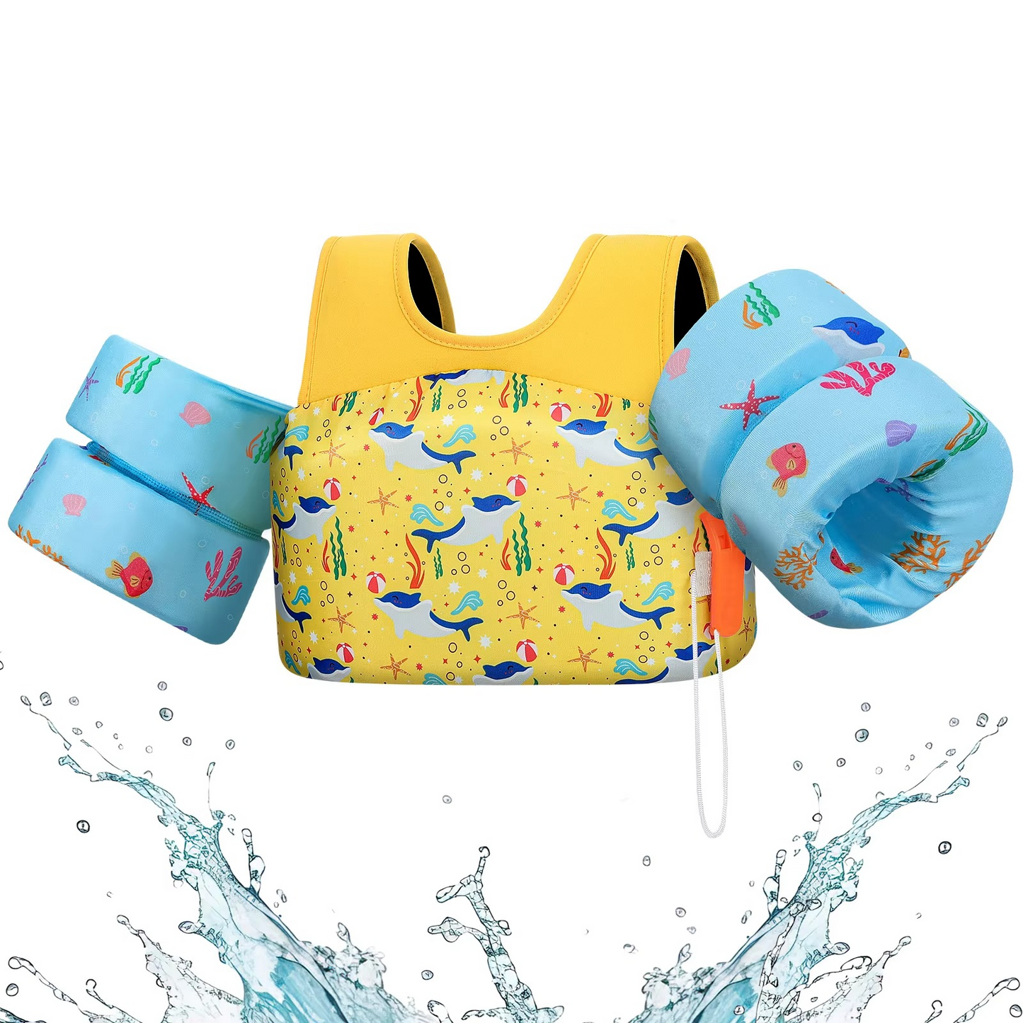 Children's Swim Vest with Floats and Safety Whistle