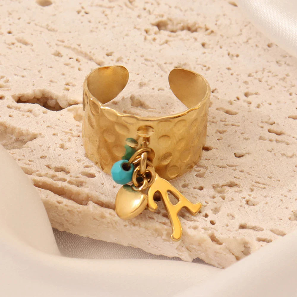 Delicate Personalized Initial Heart Ring