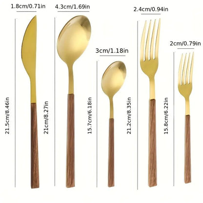 Premium Cutlery Set with Wood Handles