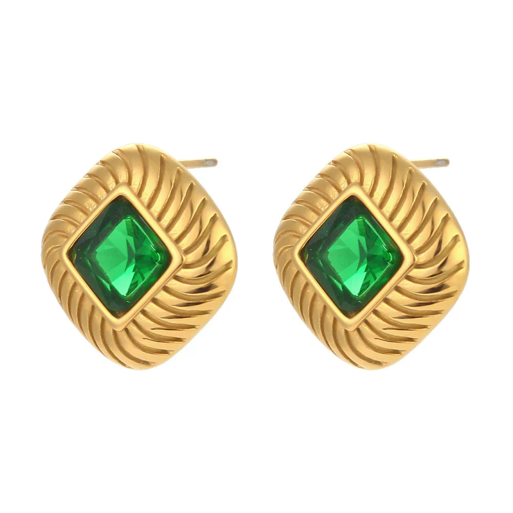 Bold Spiral Design Diamond Stud Earrings