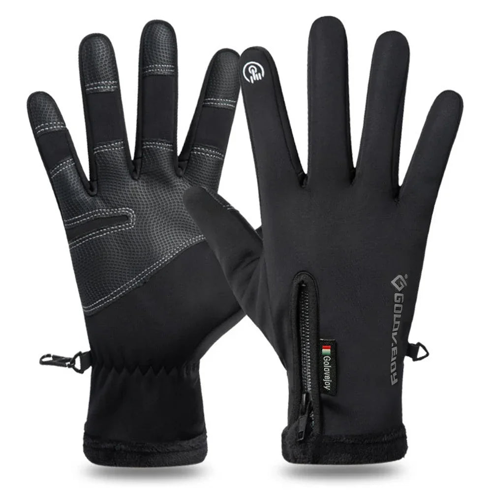 Warm Waterproof Motorcycle Gloves Touchscreen Fleece Lined