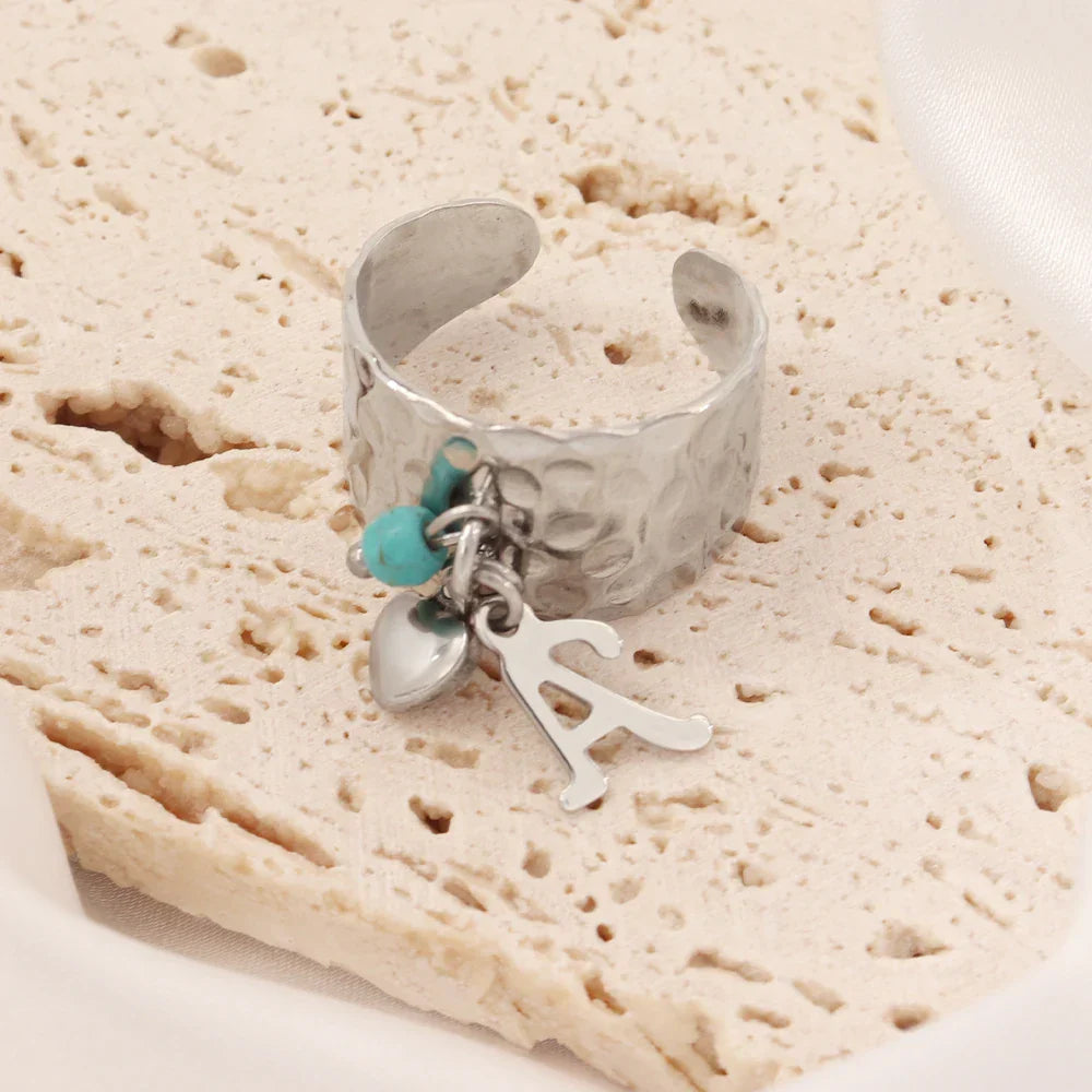 Delicate Personalized Initial Heart Ring