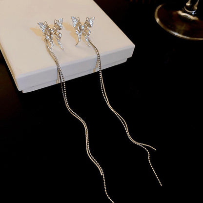 Sparkling Butterfly Zircon Drop Earrings - Halri