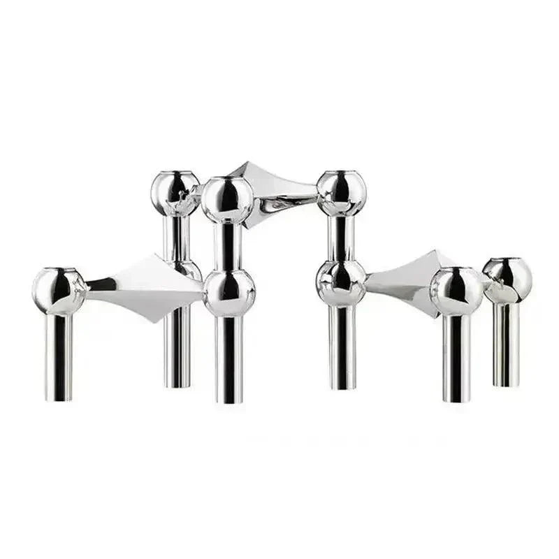 Sleek Metal Candle Holder - Contemporary Silver Candle Stand