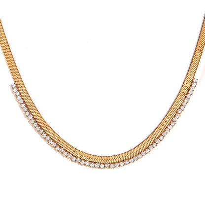 Classic Herringbone Sparkle Diamond Necklace - Halri
