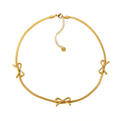 Elegant Bow Herringbone Pearl Chain Necklace - Halri