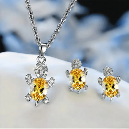 Ocean Turtle Good Luck Necklace Earrings Set