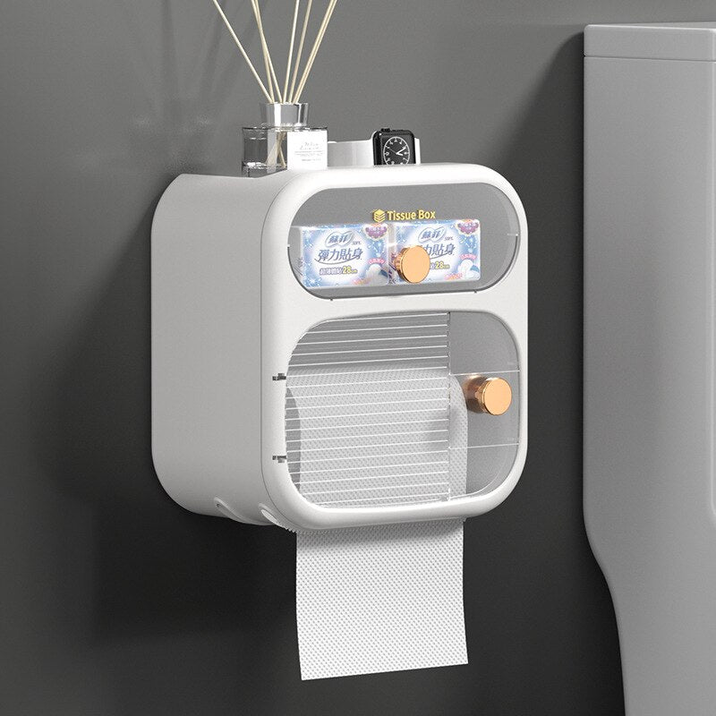 Space-Saving Toilet Paper Holder Storage Cabinet