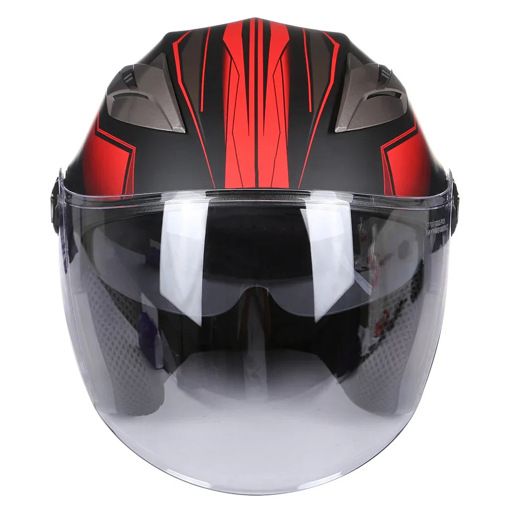 Street Bike Half Face Helmet with Dual Lens & DOT Certification - Halri