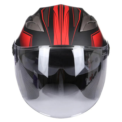 Street Bike Half Face Helmet with Dual Lens & DOT Certification - Halri
