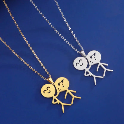 Fun Punk Middle Finger Stickman Pendant Necklace