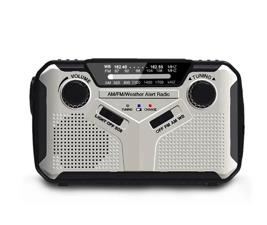 Compact Solar Crank Radio with LED Light & Power Bank
