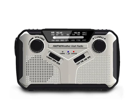 Compact Solar Crank Radio with LED Light & Power Bank