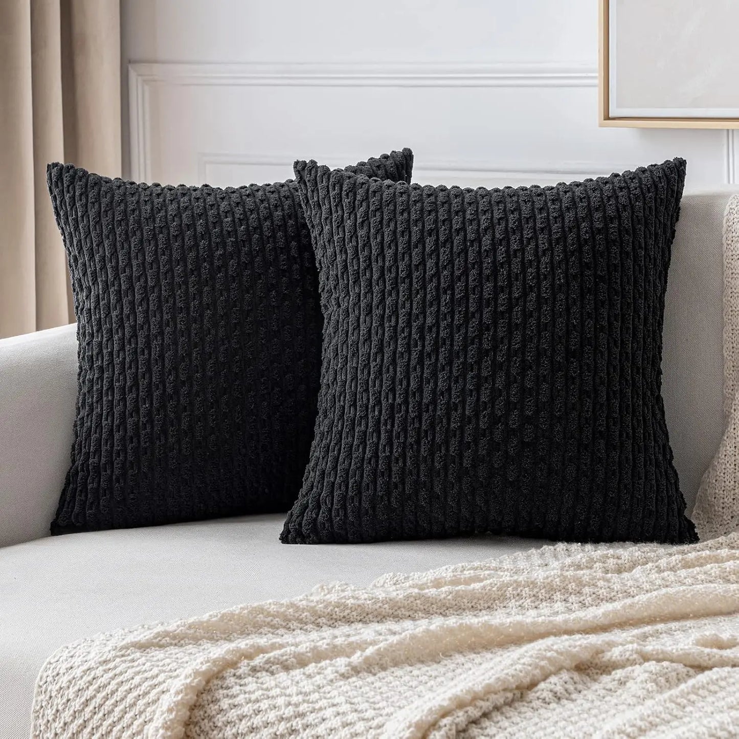 Plush Striped Velvet Cushion in Chic Bohemian Design