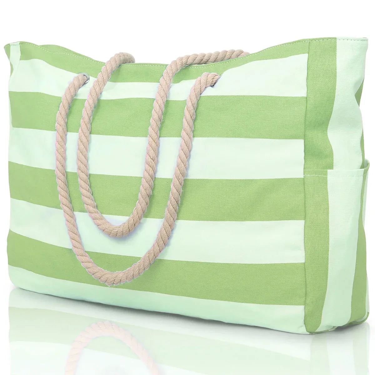 Colorful Striped Zipper Tote Beach Bag