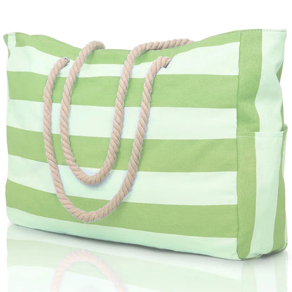 Colorful Striped Zipper Tote Beach Bag