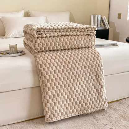 Plush Checked Throw Blanket Soft and Warm for Home