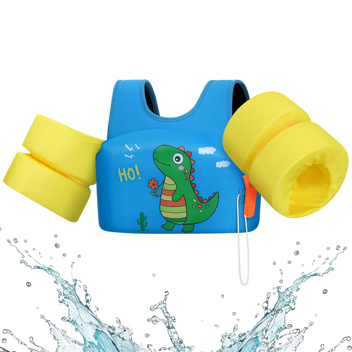 Children's Swim Vest with Floats and Safety Whistle
