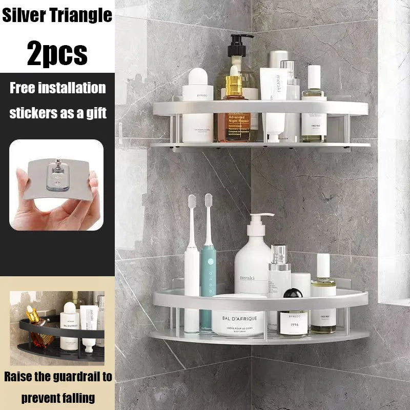 Easy Install Corner Shower Caddy in Aluminum Finish