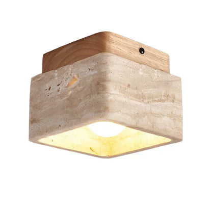Modern Wood and Stone LED Ceiling Light