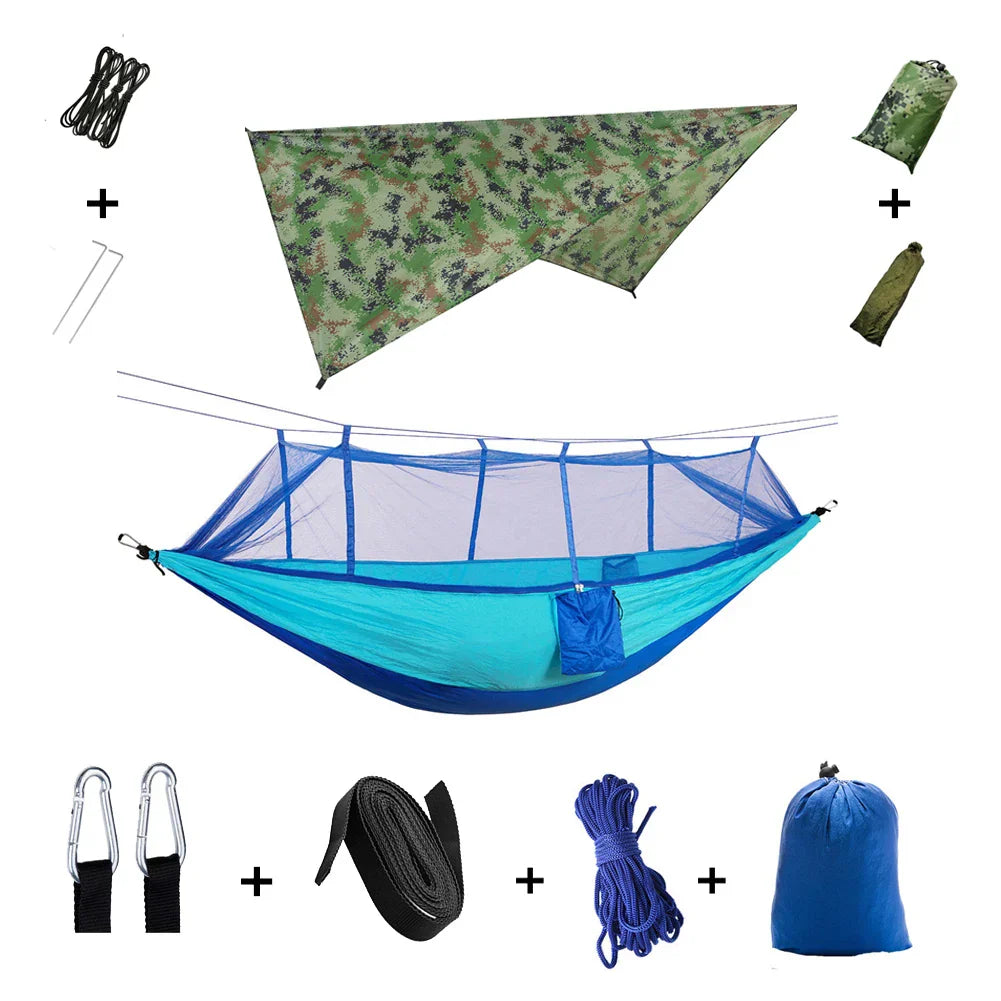 Portable Hammock with Bug Net and Rain Fly