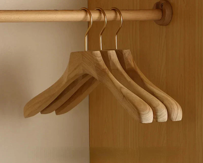 Sturdy Wooden Clothes Hangers with Extra Wide Shoulders