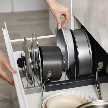 Space Saving Pot Lid Holder with 7 Adjustable Compartments
